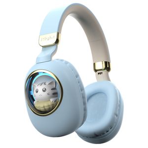 Zgłoszenia na nakrycia głowy Bluetooth Lekkie kreskówka Kot bezprzewodowy zestaw słuchawkowy dziewczęta stereo gier przewodowe słuchawki słuchawki