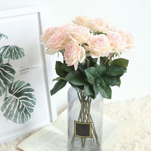 Decorative Flowers Creative Imitation Rose Reusable False Flower Green Leaves Blooming Fake Vases Accessories Create Atmospheres