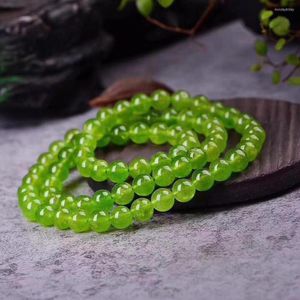 Strand Natural Stones Green Peridot Bracelet Olivine Crystal Quartz Round Bead Men Women Healing Energy Gift Lucky Jewelry