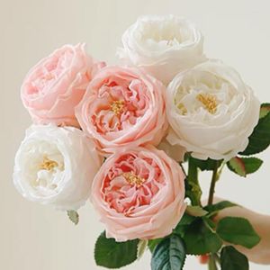 装飾的な花6 PCローズアレンジメントユーカリペーニーラテックスコーティング湿潤花びらの花の花束派の結婚式の装飾イベントのようなもの