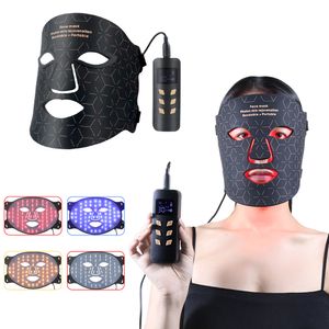 Ansiktsv￥rdsanordningar 4 f￤rger led ansiktsmask r￶d ljusterapi f￶r ansikts silikongelhalsfoto hudf￶ryngring ansiktsmask anti akne ljus