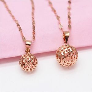Chains Purple Gold Hollow Bead Necklace Plated 14K Rose Simple Pendant Classic Design Party Jewelry For GirlfriendChains