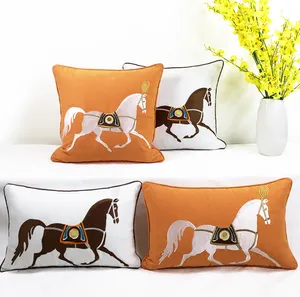 Cushion Decorative Pillow Horse Design Embroidered Sofa Cushion Cover Pillowslip Pillowcase Without Core Home Bedroom Car Seat Backre without inner