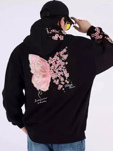 Erkek Hoodies Kelebek Kiraz Çiçeği Nakış Sweatshirt Sıcak Harajuku Sokak Giyim Tian Guan Ci Fu Çin tarzı kazıklar S772