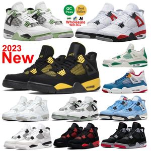 2024 New Thunder 4s Pine Green Buty Bues Men Men Seafoam 4 fiolet rudy o północy granatowe wojsko black cat neon fare czerwony uniwersytet niebieski unc z pudełkiem Spotrs Toro