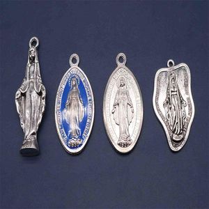 Charms blå katolsk jungfru Maria Sacred Heart Wonderful Medal Armele Divine Medalcharms