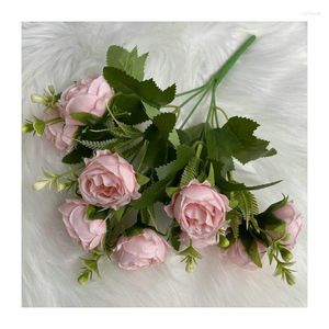Decorative Flowers Artificial Peony Gypsophila Mixed Bouquet Simulation Silk Fake Flower Wedding Pography Bouquets Home Garden Mall