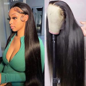 Inches Straight Raw Human Hair Wigs 13x4 Glue Less Wig Original Brazilian For Women 13x6 Hd Lace Frontal