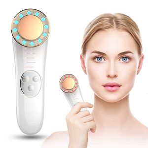 Face Massager 7 in 1 Face Lifting Machine EMS Micro Current Galvanic Massager Face Tightening Device Red and Blue Light Skin Care Tools 230310
