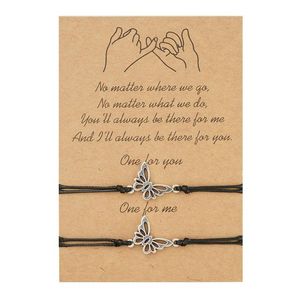 Charm-Armbänder 2 Teile/satz Passende Hohle Schmetterling Hand Seil Für Paar Mutter Tochter Verstellbare Kordel Sinnvolles Geschenk