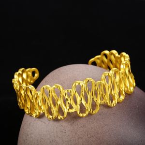 Armreif Neueste Hohlwellen-Goldarmbänder Designs Farbüberzogener Vietnam-Alluvial-Schmuck für Frauen