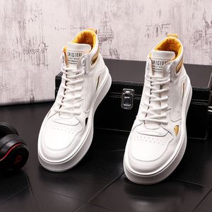 Trendy White High Tops Men's Platform Casual Shoes Male Fashionable Everyday All Match Classic Loafers Sport Walking Sneakers