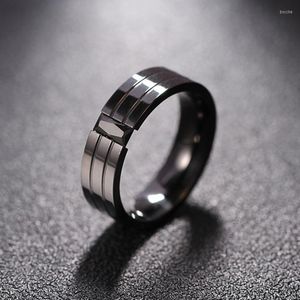 Anéis de casamento simples preto cúbico zircão de titânio aço masculino rock retrô rock Único unissex party jóias casal presente