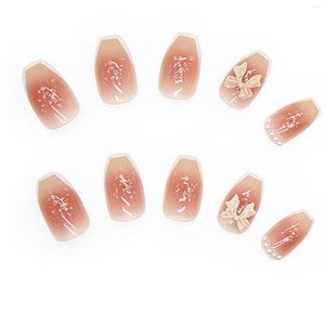 Falska naglar kvinnor falska med stereo bowknot prydnad icke-toxisk hudvänlig nagel för erfarna människor att träna konstfärdigheter