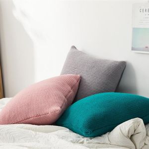 Kudde nordisk stil täcker elegant delikat tjock stickad dekorativ rosa grå grön soffa/soffa/stolfodral