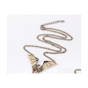 Pendant Necklaces Pretty Bat Necklace Gothic For Men And Women Jewelry Vintage Long Chain Punk Drop Delivery Pendants Dhnjr