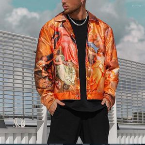 Herrjackor 2023 Europa och America Men's Autumn Winter Fashion Trend High Quality Printed Jacket Top Coat