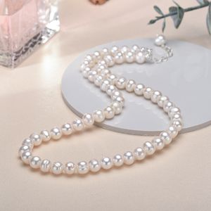 Pendant Necklaces 6-7mm Freshwater Cultured Pearl Necklace for Women Real Chokers Pearl Necklace Women's Sterling Silver Pearl Strand Necklaces 230207