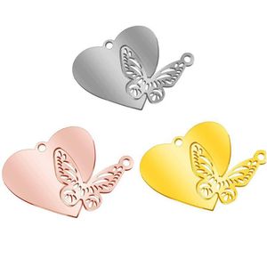 Charms Stainless Steel 25 36 Peach Heart Butterfly Combination Pendant Couple Charm For Diy Jewelry Accessoriescharms Drop Del Dhkbp