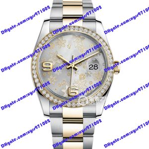 Relógio de alta qualidade 2813 Relógio mecânico automático de 36mm Dial prata Diamante anel de diamante 116238 Women's Watch Aço inoxidável Straphire Glass Fashion Watches