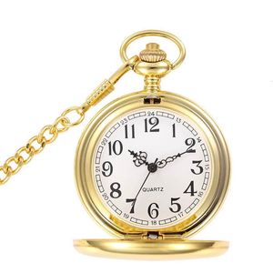 Zegarki kieszonkowe luksusowy gładki srebrny wisiorek zegarek kieszonkowy nowoczesny arabski numer analogowy zegar OEM mężczyźni i kobiety łańcuch mody Unisex prezent 230208