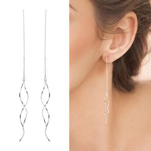 Hoop Earrings Wooden A Pair Of Spiral Long Wire Tassel Through The Ear Temperament Leopard Beaded