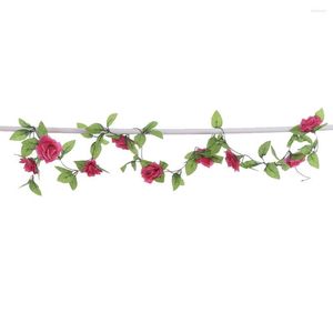 Decorative Flowers Fake Rose Vine Plants Artificial With Green Leaves Simulation Suspended Garland Home