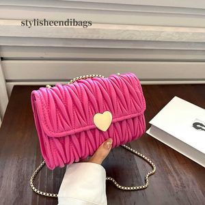 Totes Fashion Women Designer Hot Pink Crease Leather Handbag Ladies Gold Chain Crossboy Phone Wallet Purse Stylish Side Bag For Girls 0208/23