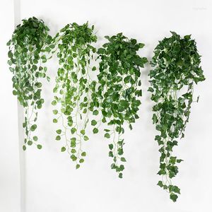 Decorative Flowers 90cm Artificial Plant Vines Wall Hanging Rattan Leaves Branches Outdoor Garden Home Wedding Decoration Creeper Ivy Vine