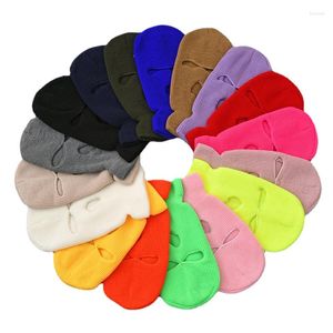 Boinas Cobertura Facial Máscara de Esqui Chapéu 3 Buracos Balaclava Exército Tático CS Gorros de Malha à Prova de Vento Bonnet Inverno Quente Bonés Unissex