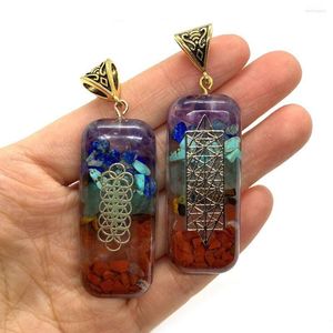 Charms Natural Stone Seven Chakra Rec Pendant 21X56Mm Power Amet Charm Jewelry Making Diy Necklace Earrings Accessorie Dhhxh