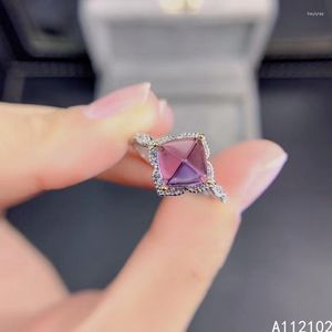 Кластерные кольца kjjeaxcmy fine jewelry s925 стерлинговые серебряные инкрустация натуральная аметиста -девушка Прекрасное кольцо