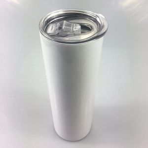 Wholesale 20OZ Sublimation Stainless Steel Skinny Tumblers DIY Tall Skinny Cups Vacuum Insulated Car Tumblers 600ml Coffee Beer Mug Water Bottle