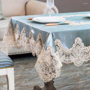 Tkanina stołowa luksus koronkowy aksamitny obrus prostokątny miękki kwadratowy kawa Cover impreza solidna kolor kuchni wystrój domu w kolorze zielonym