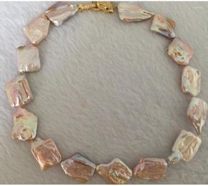 Kedjor Fashion Jewelry Elegant 16-17mm South Sea Baroque Gold Pink Pearl Necklace 18 tum