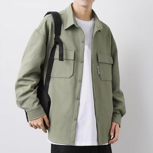Men's Jackets Cargo For Men Solid Color Lapel Single-breasted Cardigan Warm Pockets Long Sleeve Shirts Coats Male Chaquetas Hombre