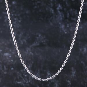 Chains White Gold Twisted Rope Chain Necklace Singaporean Venetian For Men And Women 3mm Hip Hop Jewelry Culture