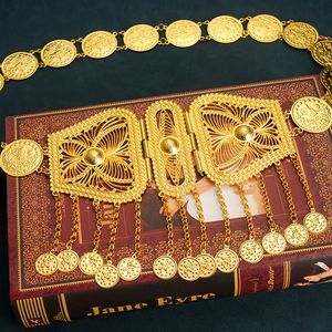 Anillos del botón del ombligo cinturones de boda étnicos Goldia de oro Turco Joyas Cadenas Cuerpo de joyas de lujo Taselas de la túnica Caftan Bande Boda 230208