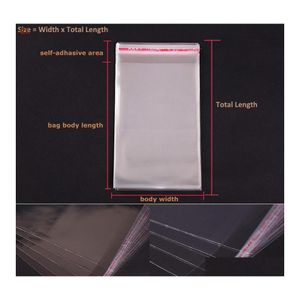 Packing Bags Gift 200Xsize 5X62Cm 584Cm Clap Clear Opp Self Adhesive Packaging For Umbrella Tube Poles Pencil Oil Pens Rod Drop Deli Dh7Rh