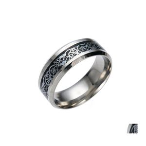 Ringas de banda Ring bastante inoxid￡vel anel de anel de ouro Drag￣o de ouro 316l para homens lorde casamento masculino amantes de luxo 28 W2 J￳ias de entrega de gota dhccm