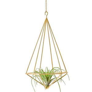 Trädgård levererar andra hängande luftverkhållare moderna geometriska planterare med kedjan Tillandsia container Himmeli väggdekor guld