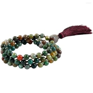 Strand SUNYIK Natural Moss Onyx Wrap Bracciale Collana per gioielli di preghiera di meditazione buddista con perline quadrate Riband Nappa Charms