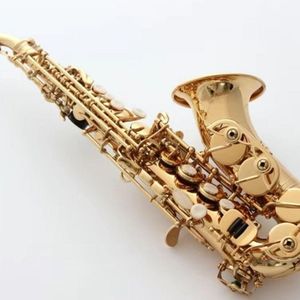 Nova chegada B S￣o saxofone de soprano curvo de ouro plano pequeno pesco￧o de alta qualidade instrumento musical n￭quel com acess￳rios de caixa gr￡tis