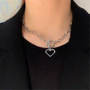 Pendant S Choker Women Golden Silver Color Lover Heart Statement Necklace Gift For Friend Fashion Neck Jewelry Wholesale 0206