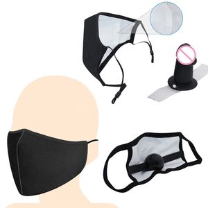 Erkek G-String BDSM Derin Boğaz Ağız Gag Yüz Maskesi Kilitli Açık Ağız Dildo Topu Kısıtlama Seks Oyuncakları Bomdage Kauçuk Ağız Top