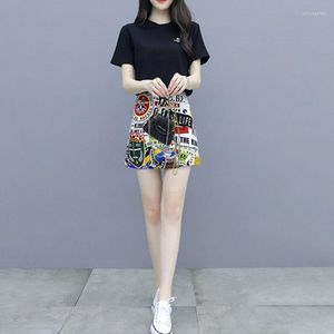 Skirts 2023 Summer Fashion Print Short Skirt Ladies Elegant Mini Sexy High Waist Umbrella Women