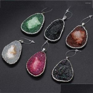 Charms Pendants Irregar Resin And Agates Crystal Bud Inlaid With For Jewelry Making Diy Necklace Bracelets 35X5045X55Mm Drop Dh3Xn