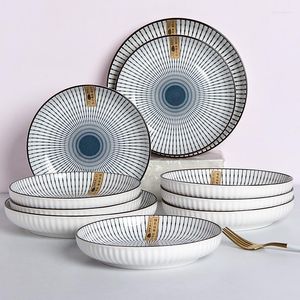 Placas japonesas jantares exclusivos de café da manhã retro -porcelana vintage Vajilla Platos Utensílios de alimentação EI50TZ