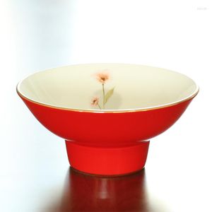 Bowls 6 Inch Chinese Red Festive Bowl Wedding Bone China Ceramic Tableware Decoration Accessories Dessert Nut Tea