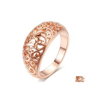 Bandringar Vintage Cutout Pattern Ring Geometric Bridal Wedding Party Fashion Women Jewelry Drop Delivery DH4HS